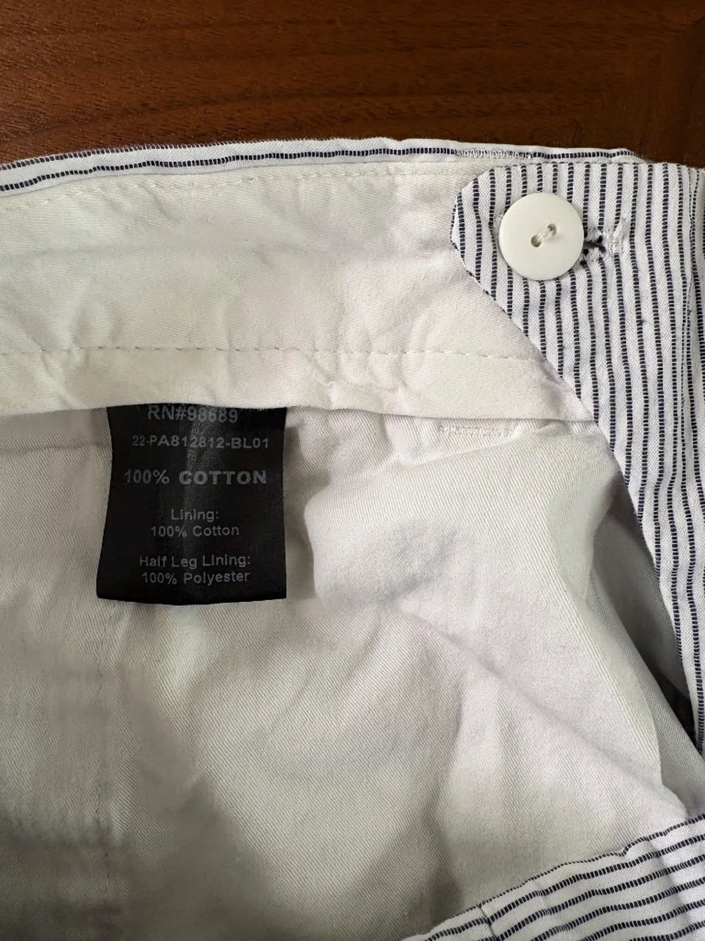 Todd Snyder White/Navy Pinstripe Seersucker Slacks Mens 34
